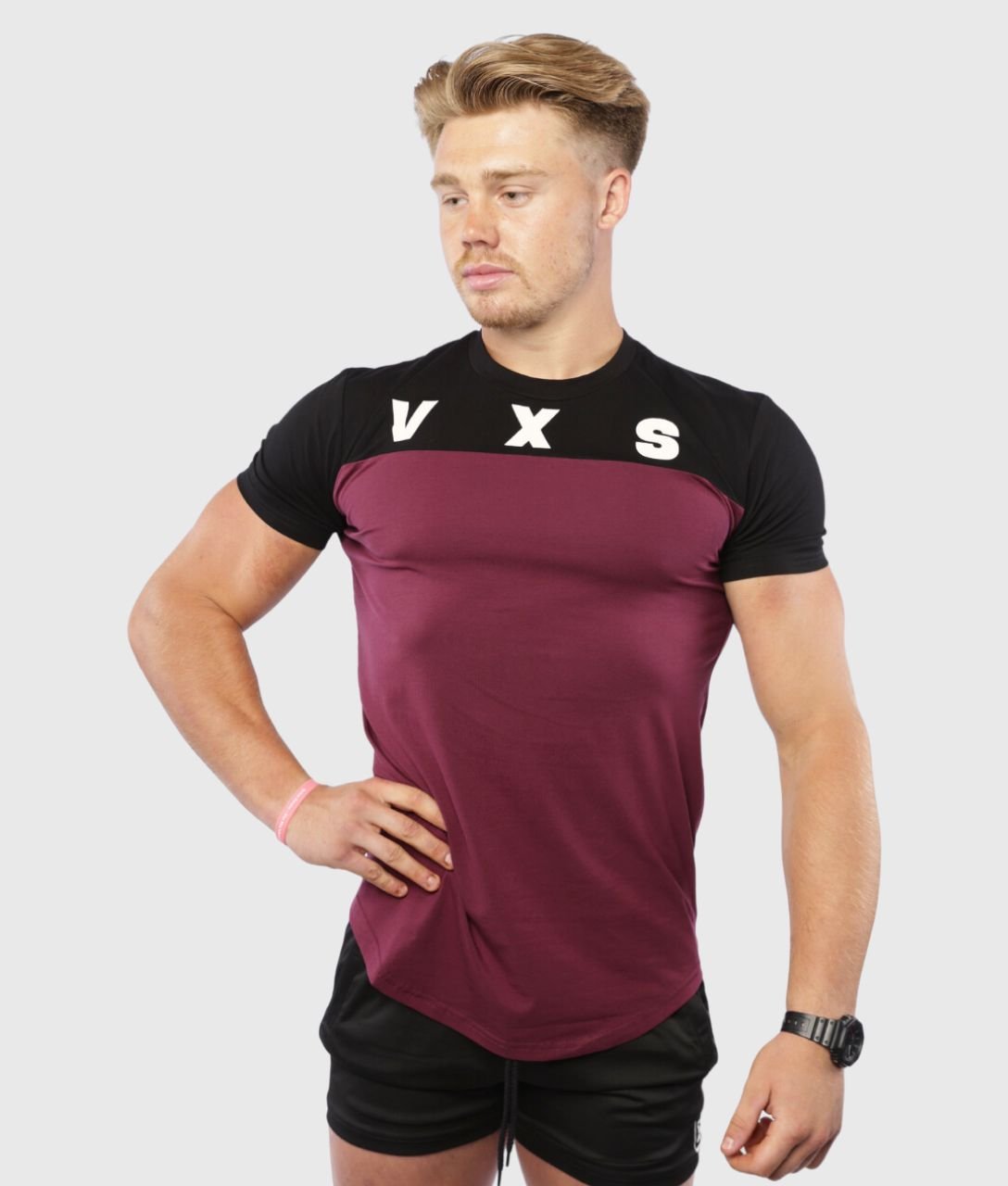 FUSION T - Shirt [Burgundy/Black] - VXS GYM WEAR