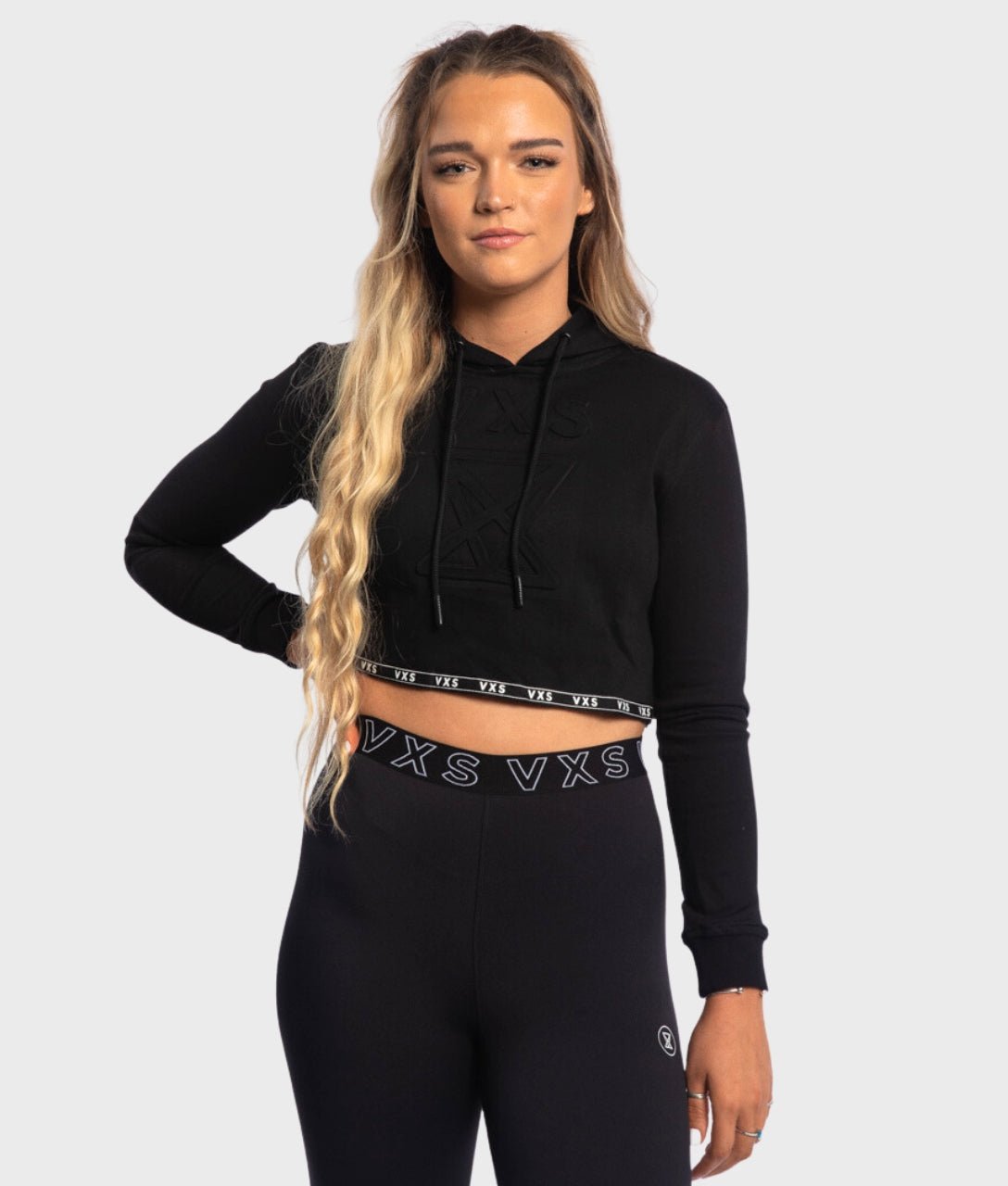 Crop Hoodie [Black] - VXS GYM WEAR